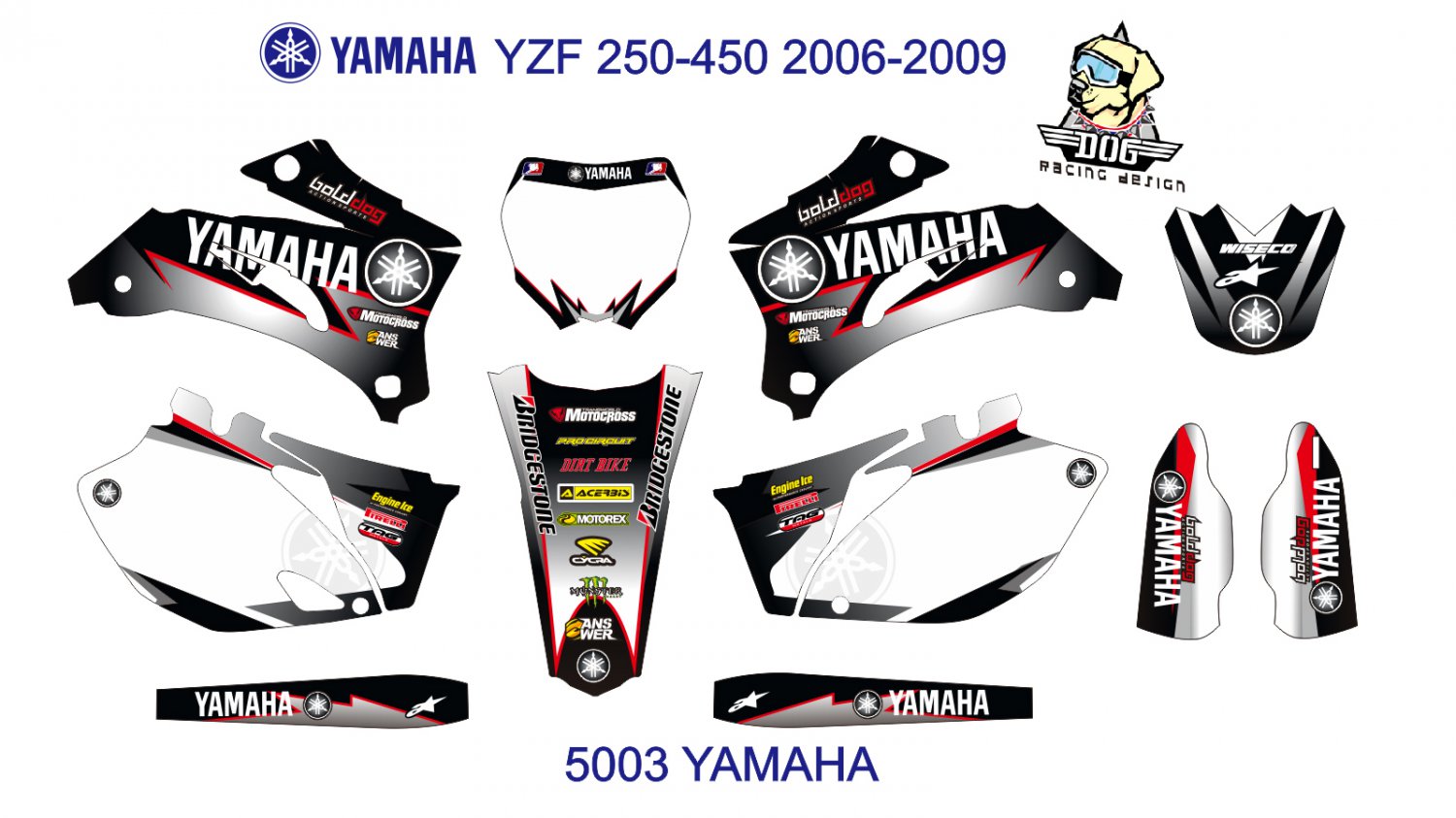 YAMAHA YZF 250-450 2006-2009 GRAPHIC DECAL KIT CODE.5003