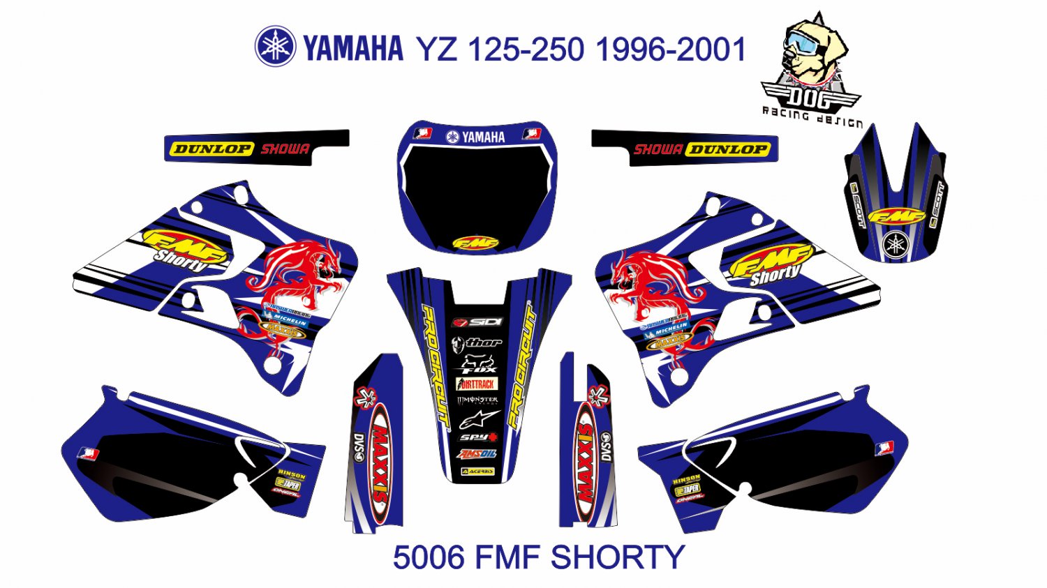 YAMAHA YZ 125-250 1996-2001 GRAPHIC DECAL KIT CODE.5006