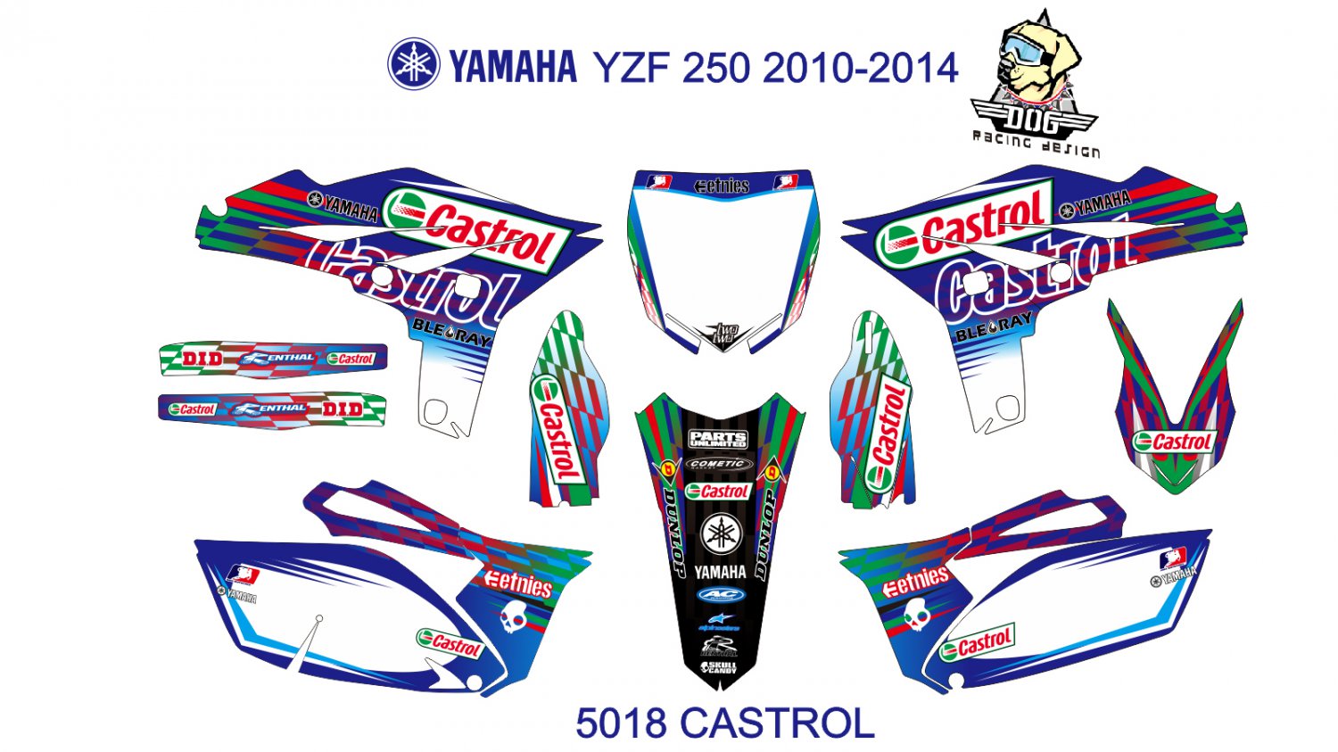 YAMAHA YZF 250 2010-2013 GRAPHIC DECAL KIT CODE.5018