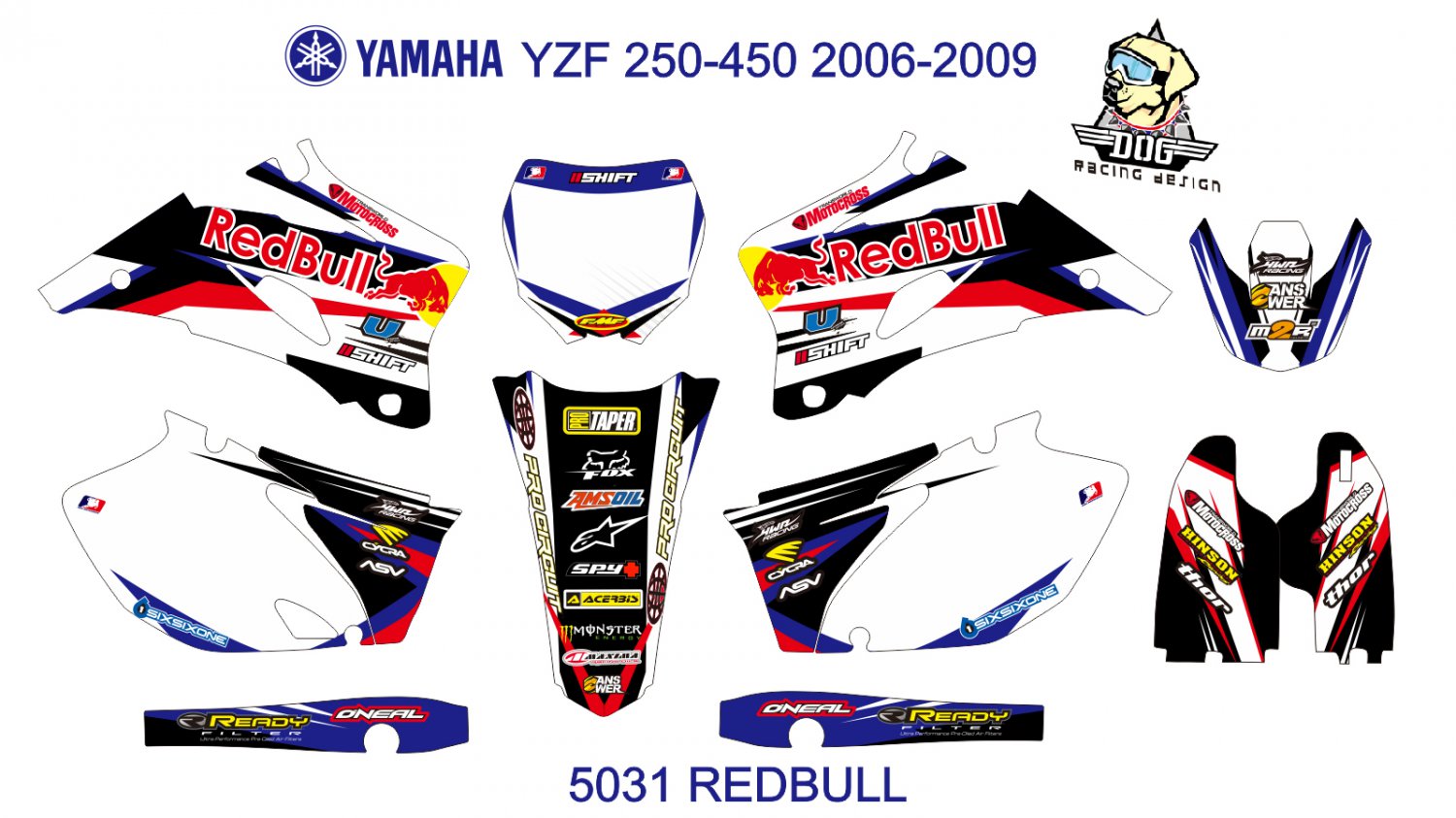 YAMAHA YZF 250-450 2006-2009 GRAPHIC DECAL KIT CODE.5031