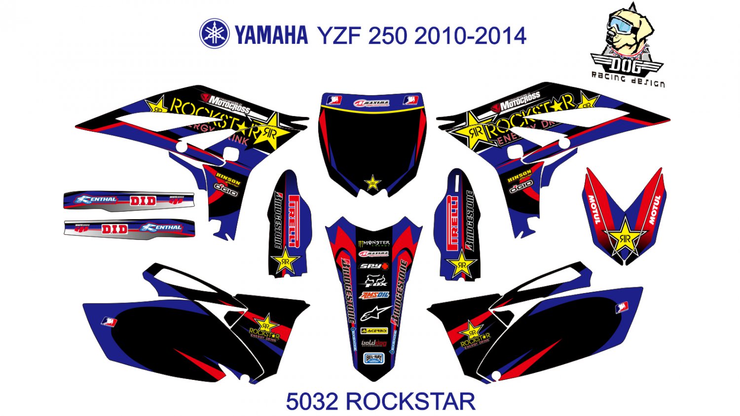 YAMAHA YZF 250 2010-2014 GRAPHIC DECAL KIT CODE.5032
