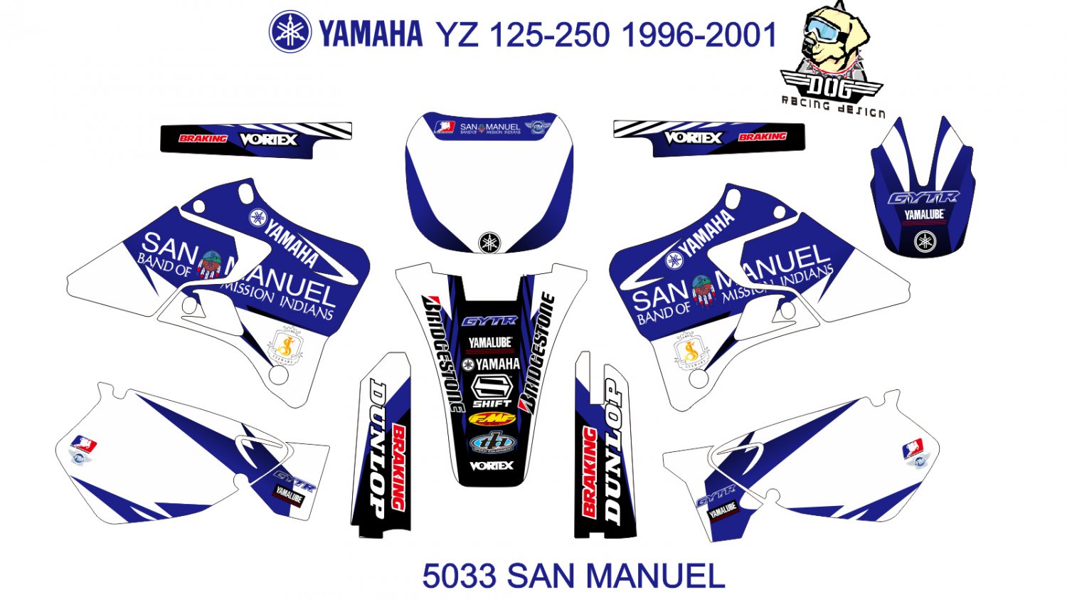 YAMAHA YZ 125-250 1996-2001 DECAL KIT CODE.5033