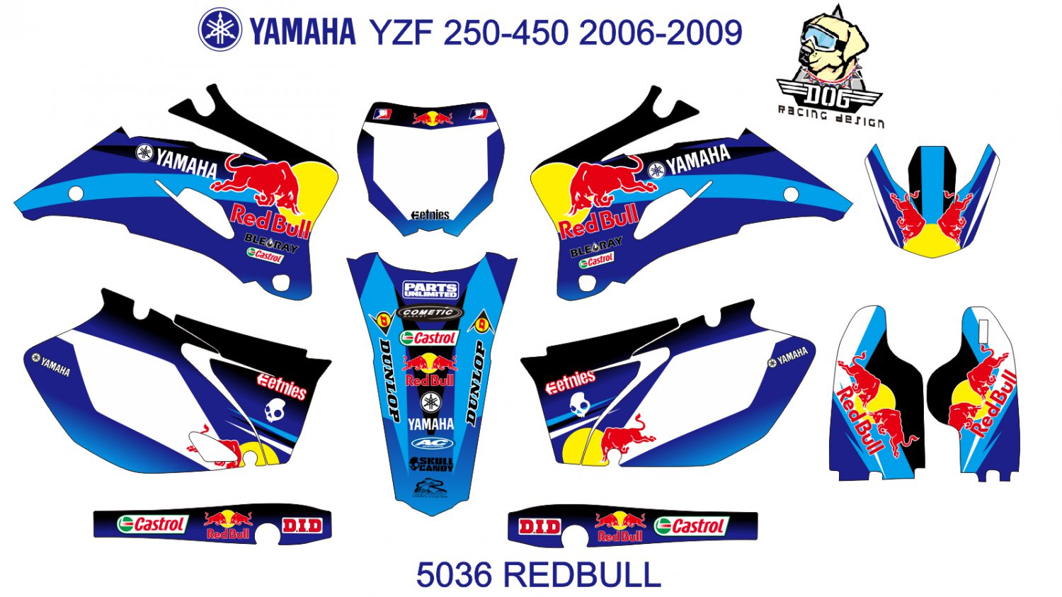YAMAHA YZF 250-450 2006-2009 DECAL KIT CODE.5036