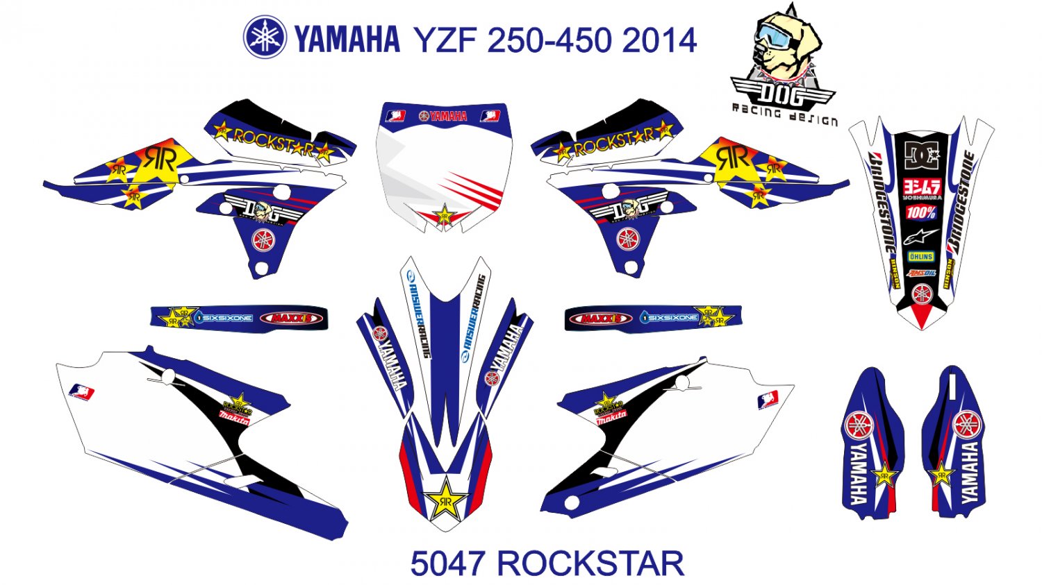 YAMAHA YZF 250-450 2014 GRAPHIC DECAL KIT CODE.5047