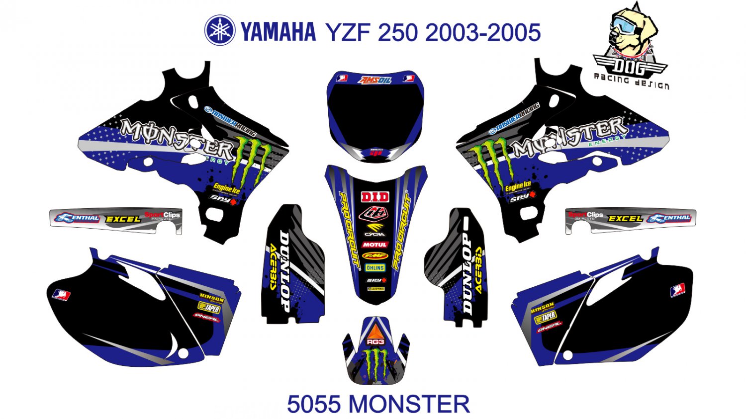 YAMAHA YZF 250 2003-2005 GRAPHIC DECAL KIT CODE.5055