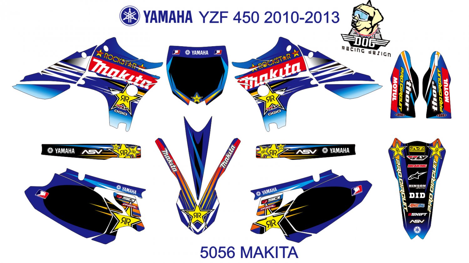 YAMAHA YZF 450 2010-2013 GRAPHIC DECAL KIT CODE.5056