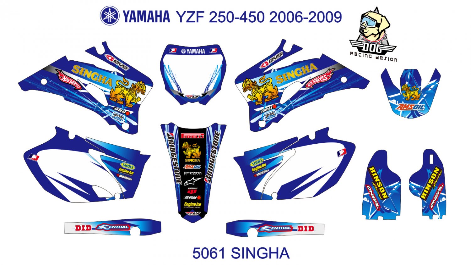 YAMAHA YZF 250-450 2006-2009 GRAPHIC DECAL KIT CODE.5061