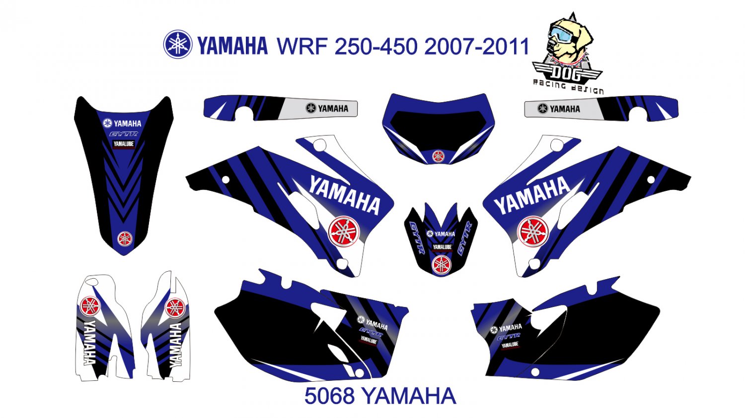 YAMAHA WRF 250-450 2007-2011 GRAPHIC DECAL KIT CODE.5068