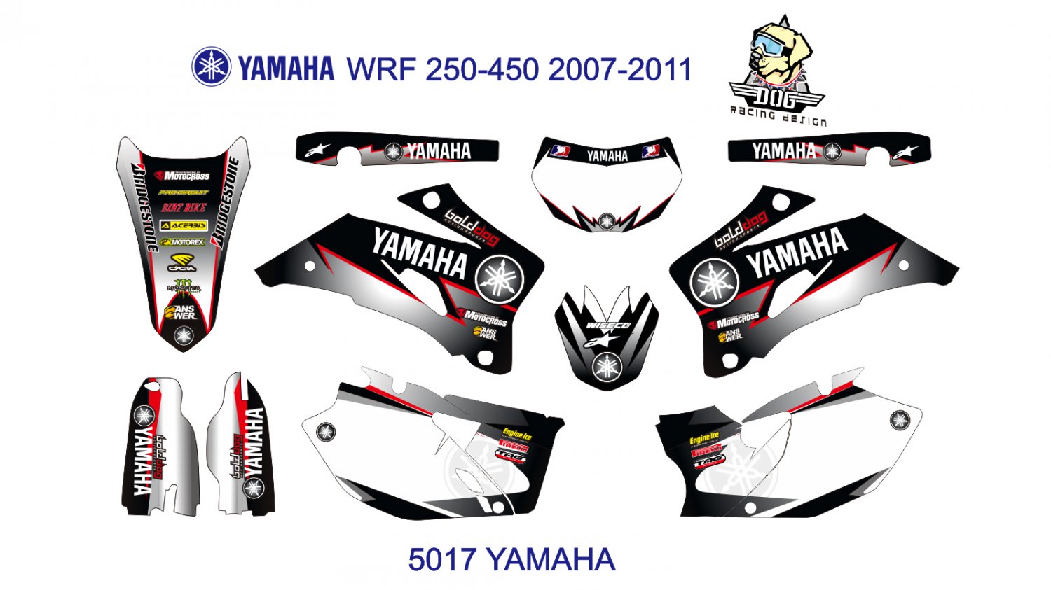 YAMAHA WRF 250-450 2007-2011 GRAPHIC DECAL KIT CODE.5071