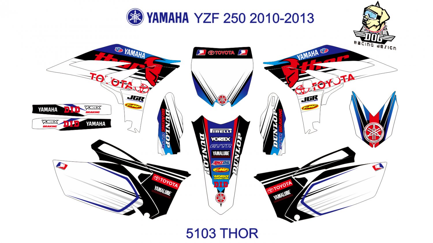 YAMAHA YZF 250 2010-2013 GRAPHIC DECAL KIT CODE.5103