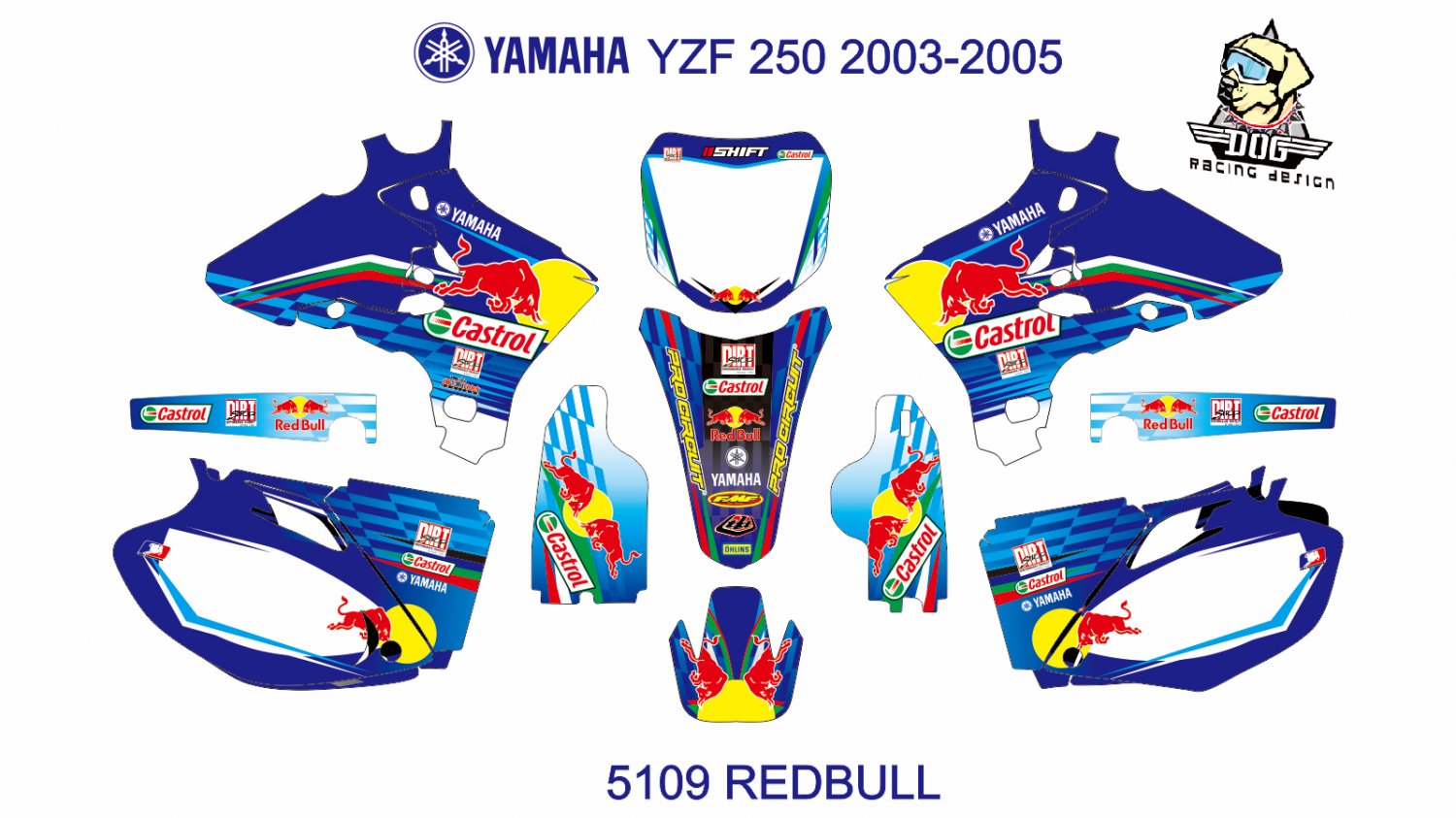 YAMAHA YZF 250 2003-2005 GRAPHIC DECAL KIT CODE.5109