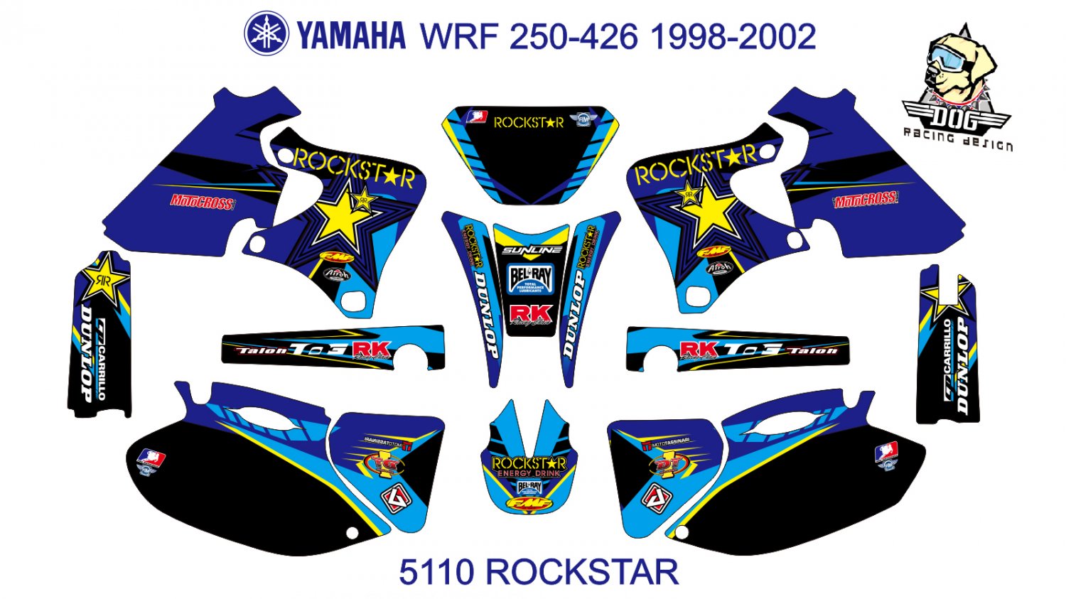 YAMAHA WRF 250-426 1998-2002 GRAPHIC DECAL KIT CODE.5110