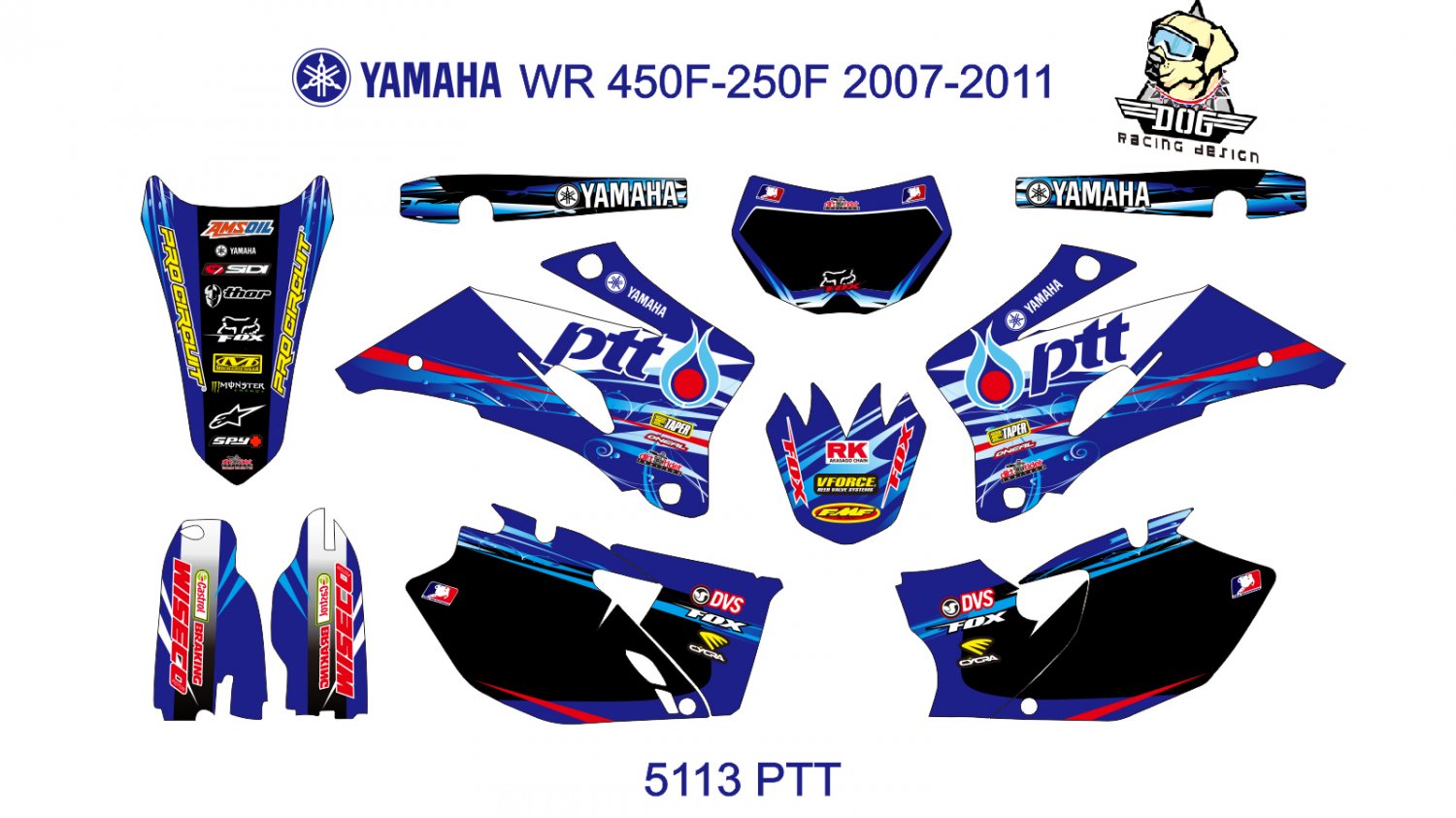 YAMAHA WR 450F-250F 2007-2011 GRAPHIC DECAL KIT CODE.5113