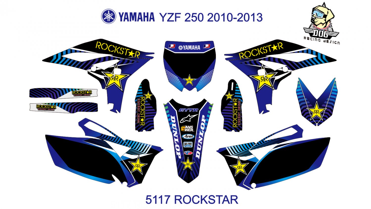 YAMAHA YZF 250 2010-2013 GRAPHIC DECAL KIT CODE.5117