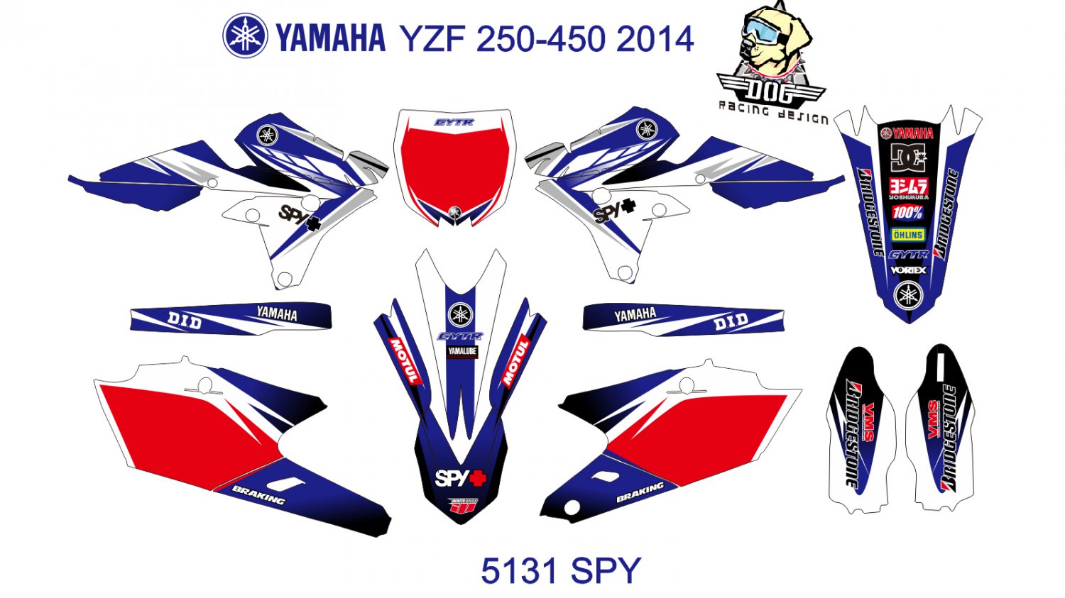 YAMAHA YZF 250-450 2014 GRAPHIC DECAL KIT CODE.5131