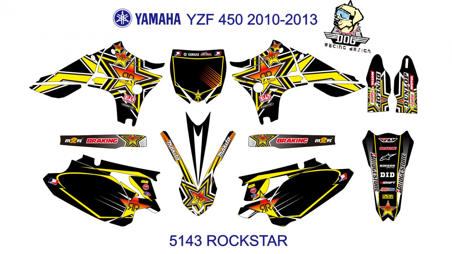 YAMAHA 450 2010-2013 GRAPHIC DECAL KIT CODE.5143