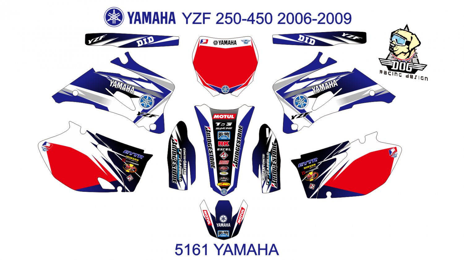 YAMAHA YZF 250-450 2006-2009 GRAPHIC DECAL KIT CODE.5161