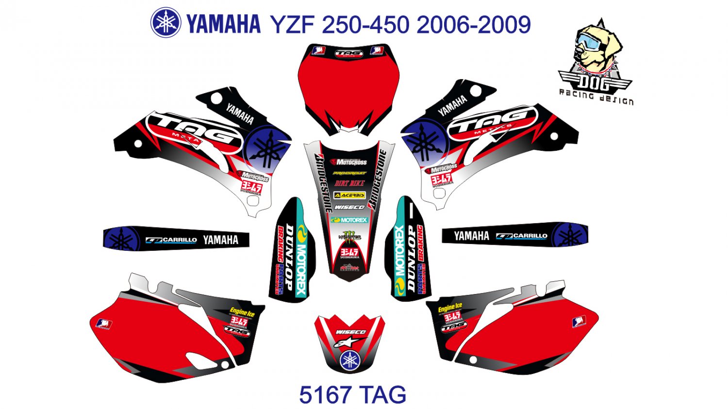 YAMAHA YZF 250-450 2006-2009 GRAPHIC DECAL KIT CODE.5167
