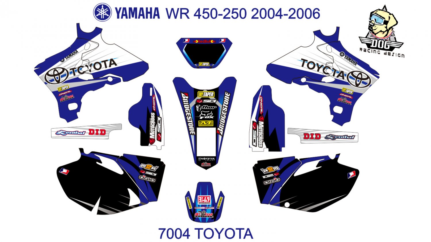 YAMAHA WR 450-250 2004-2006 GRAPHIC DECAL KIT CODE.7004