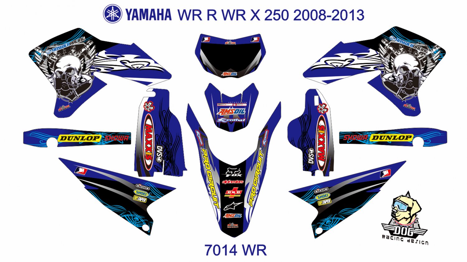 YAMAHA WR R WR X 250 2008-2013 GRAPHIC DECAL KIT CODE.7014