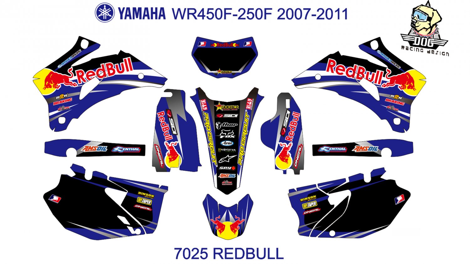 YAMAHA WR450F-250F 2007-2011 GRAPHIC DECAL KIT CODE.7025