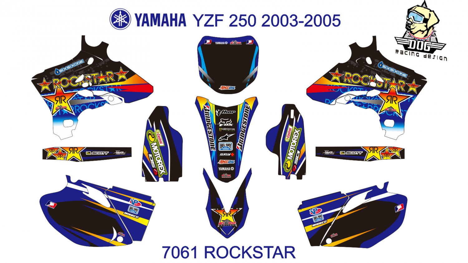 YAMAHA YZF 250 2003-2005 GRAPHIC DECAL KIT CODE.7061