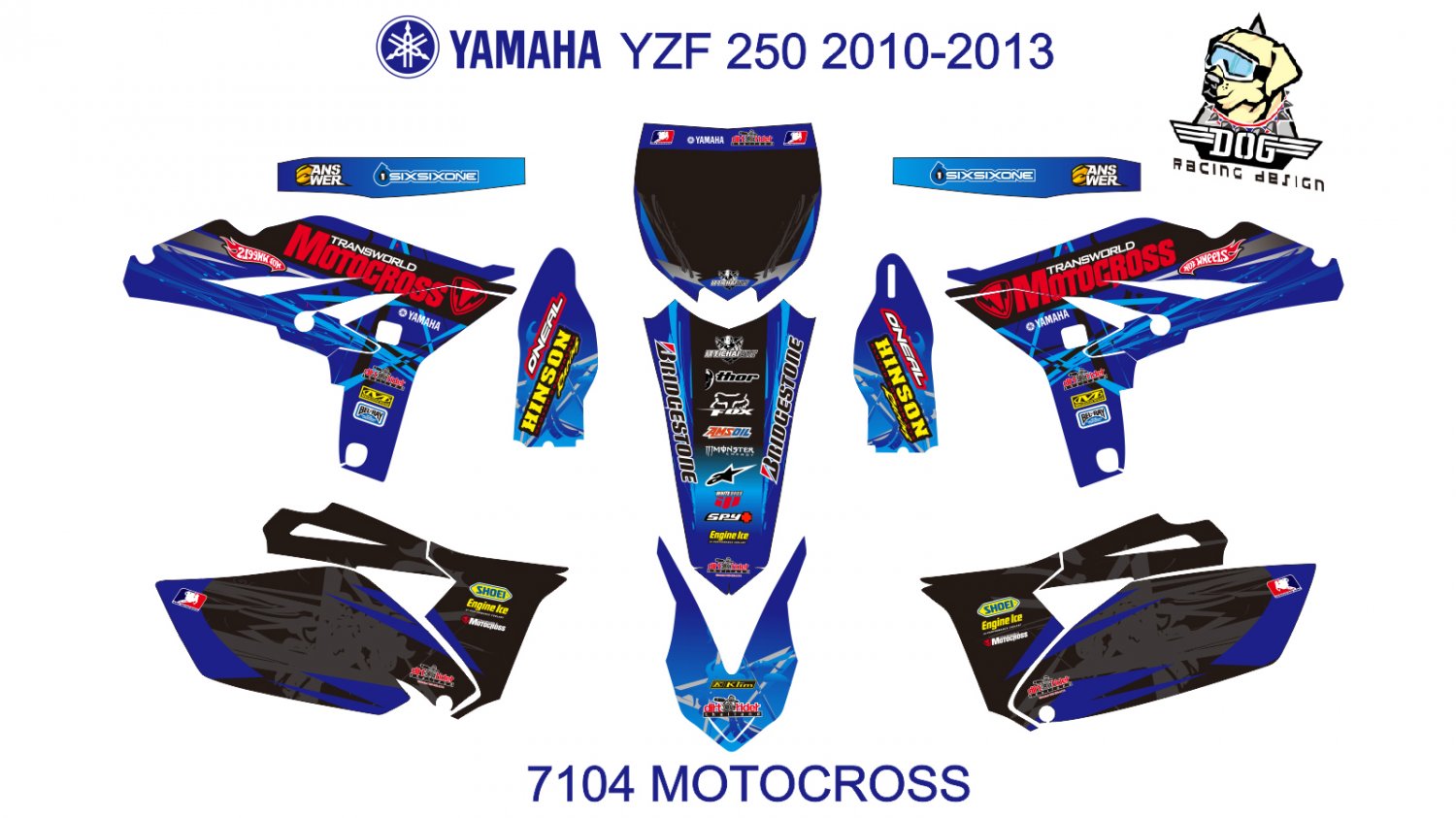 YAMAHA YZF 250 2010-2013 GRAPHIC DECAL KIT CODE.7104