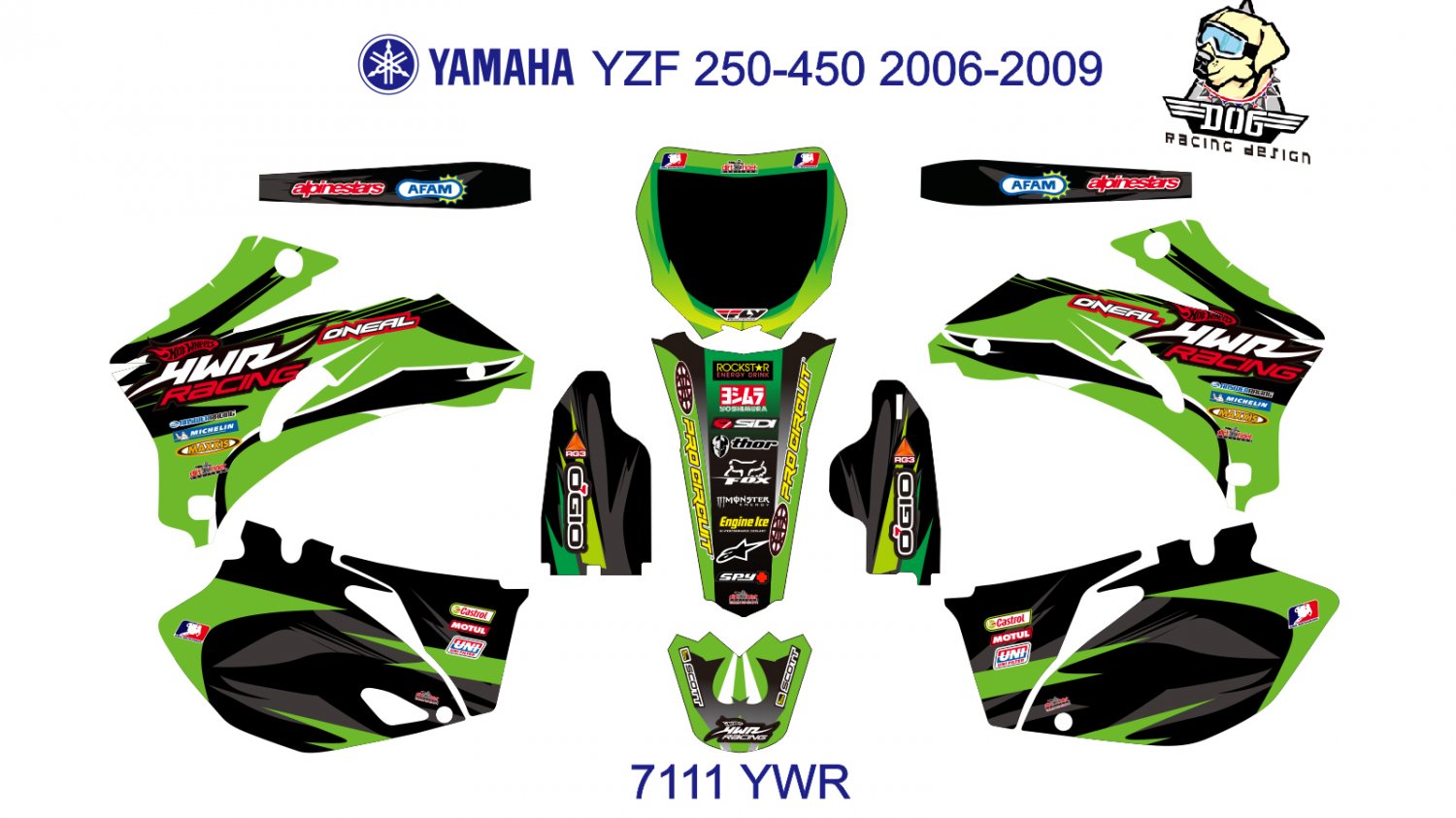 YAMAHA YZF 250-450 2006-2009 GRAPHIC DECAL KIT CODE.7111