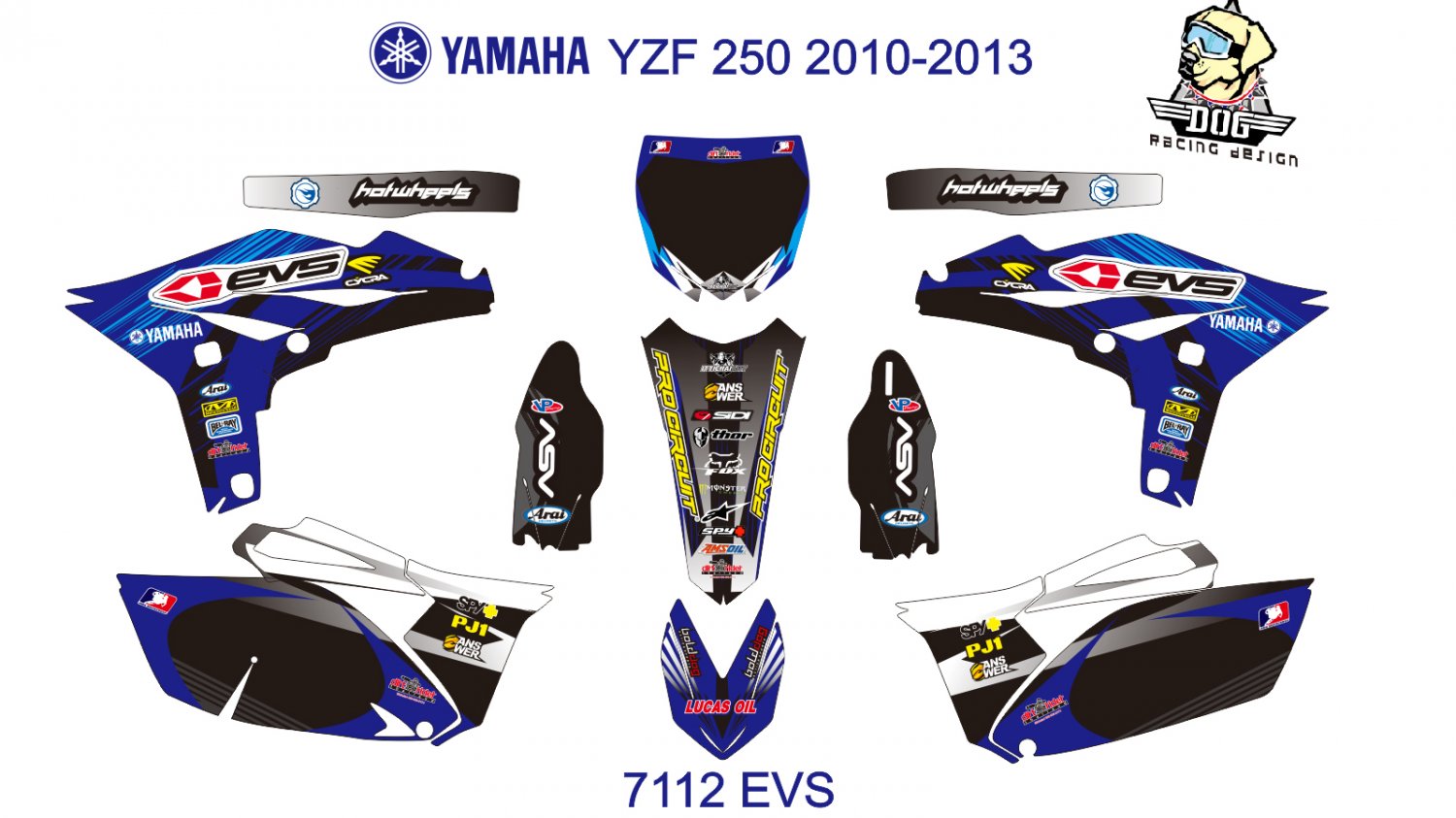 YAMAHA YZF 250 2010-2013 GRAPHIC DECAL KIT CODE.7112