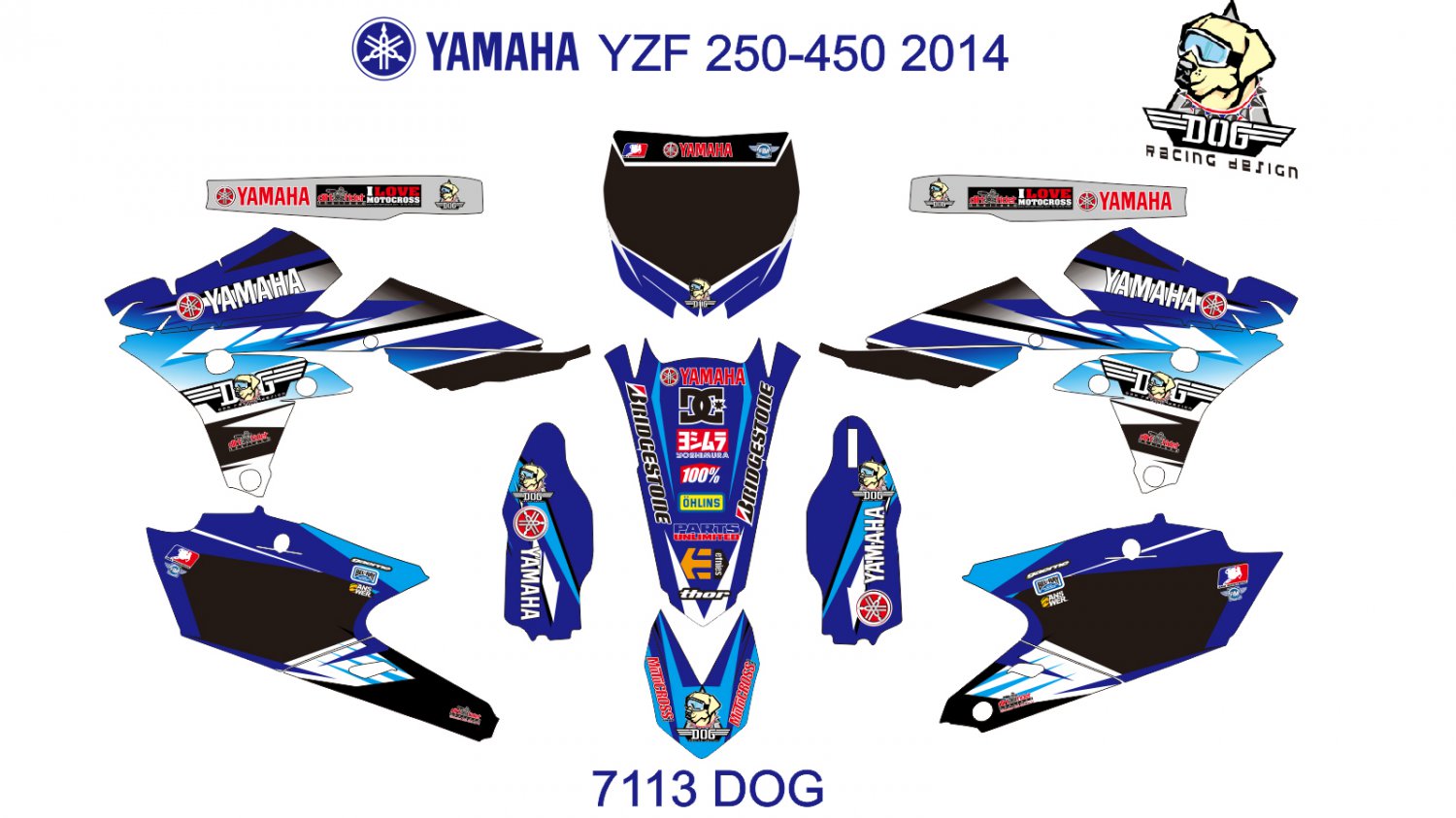 YAMAHA YZF 250-450 2014 GRAPHIC DECAL KIT CODE.7113