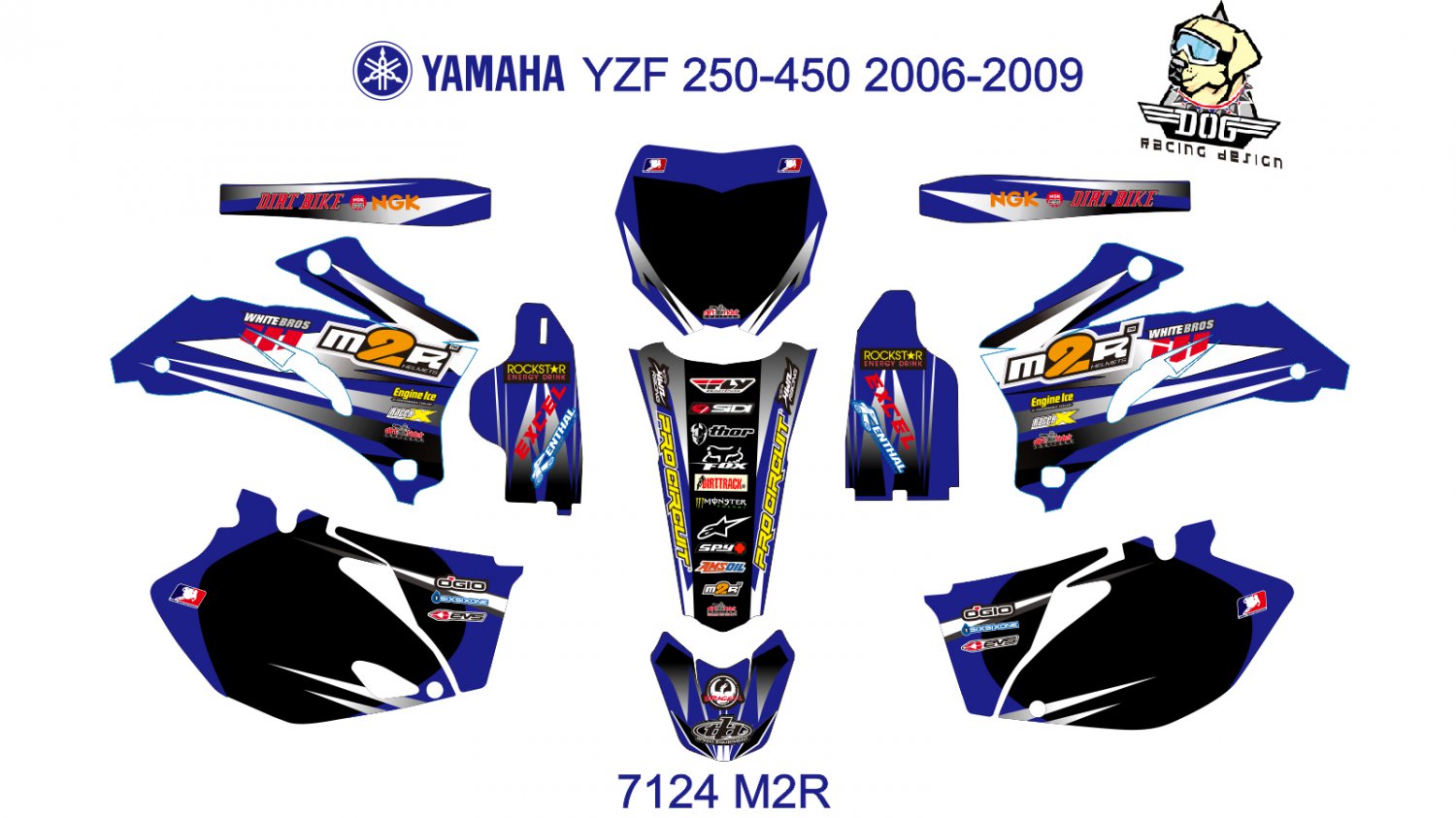 YAMAHA YZF 250-450 2006-2009 GRAPHIC DECAL KIT CODE.7124