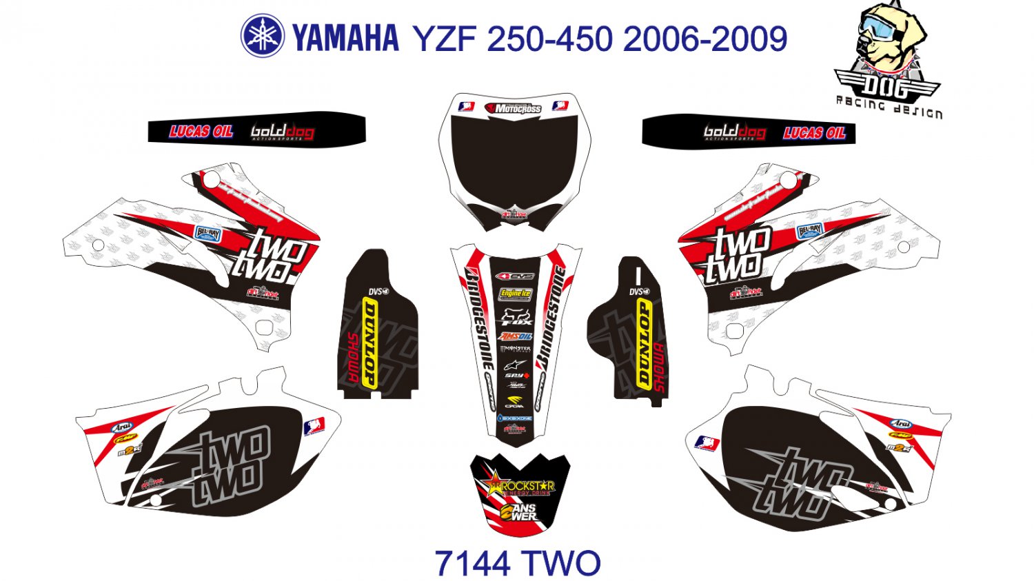 YAMAHA YZF 250-450 2006-2009 GRAPHIC DECAL KIT CODE.7144