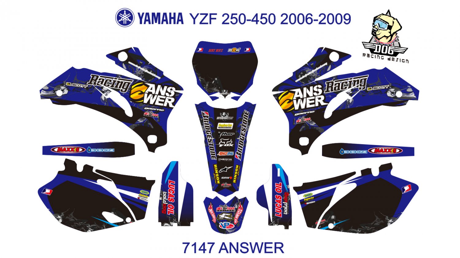 YAMAHA YZF 250-450 2006-2009 GRAPHIC DECAL KIT CODE.7147