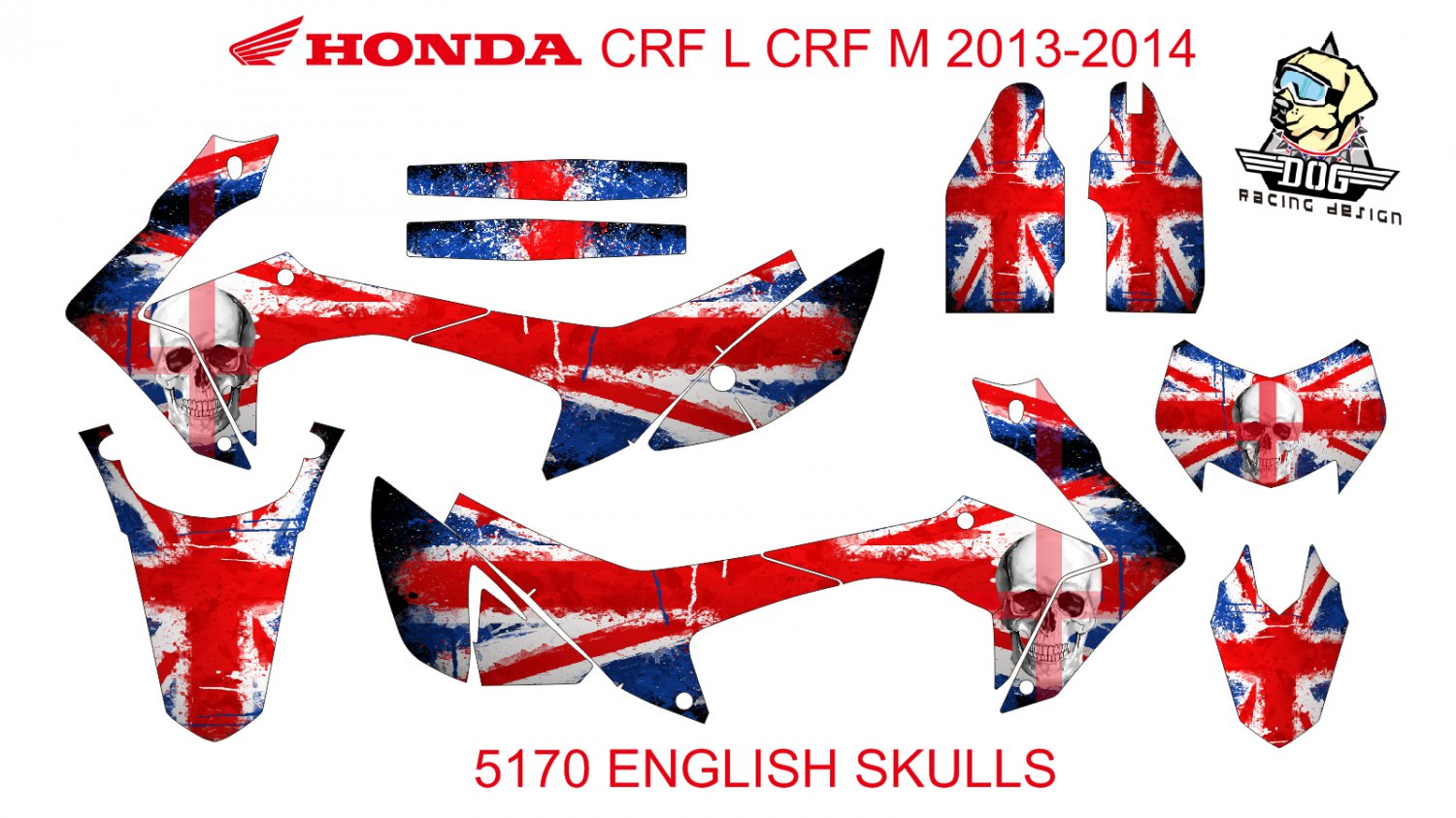 HONDA CRF L CRF M 2013-2014 GRAPHIC DECAL KIT CODE.5170