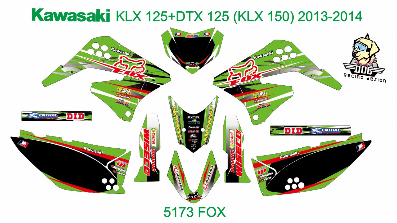 KAWASAKI KLX 125+DTX 125 (KLX 150) 2013-2014 GRAPHIC DECAL KIT CODE.5173