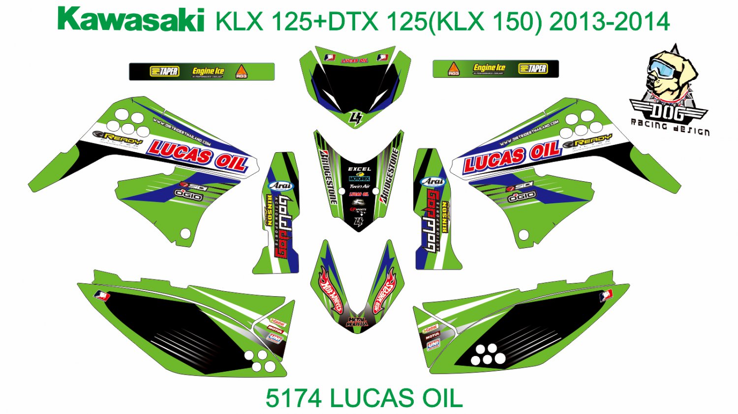 KAWASAKI KLX 125+DTX 125 (KLX 150) 2013-2014 GRAPHIC DECAL KIT CODE.5174