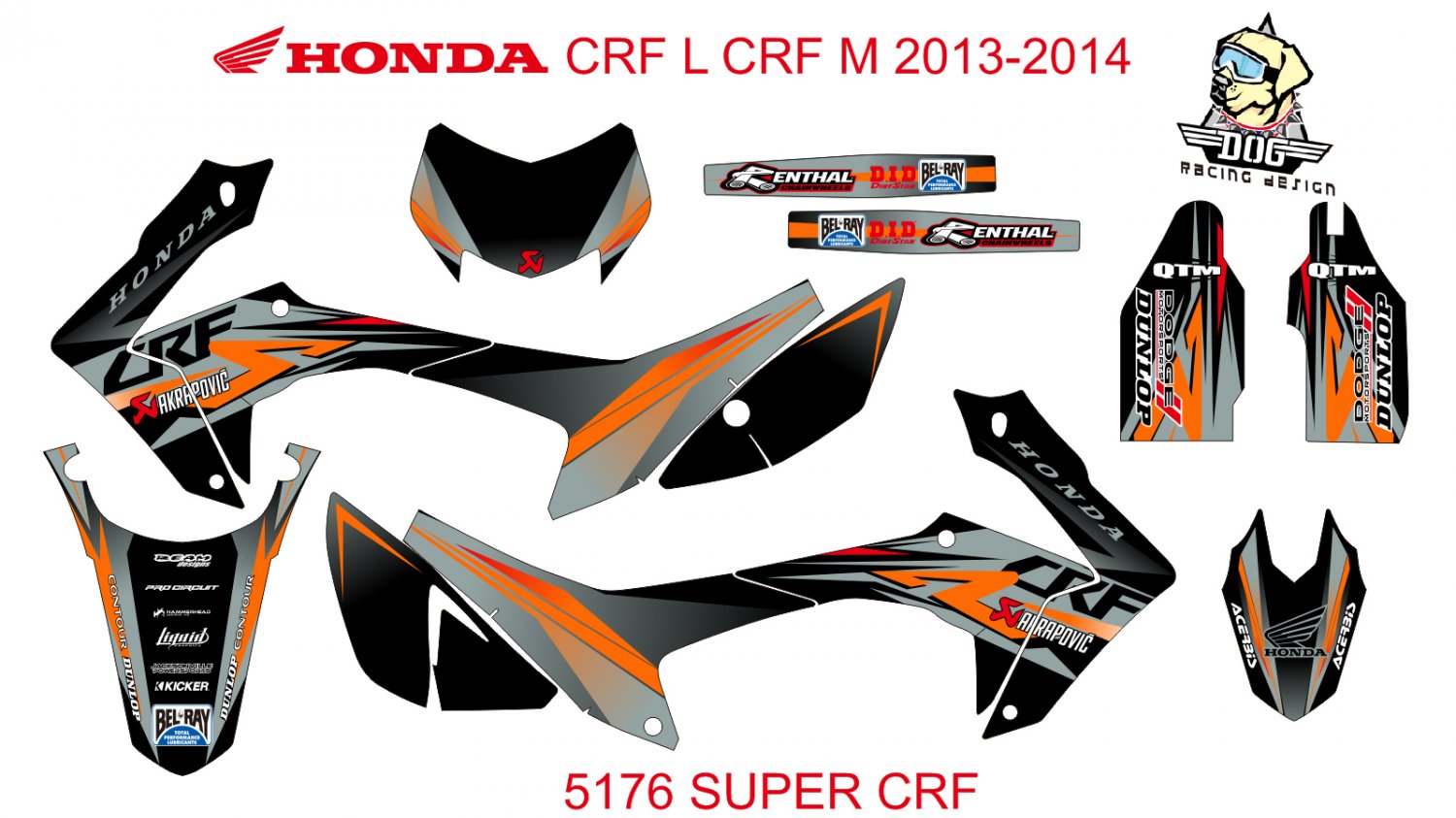 HONDA CRF L CRF M 2013-2014 GRAPHIC DECAL KIT CODE.5176