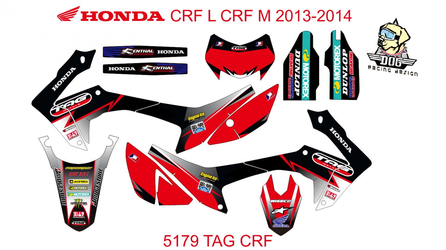 HONDA CRF L CRF M 2013-2014 GRAPHIC DECAL KIT CODE.5179