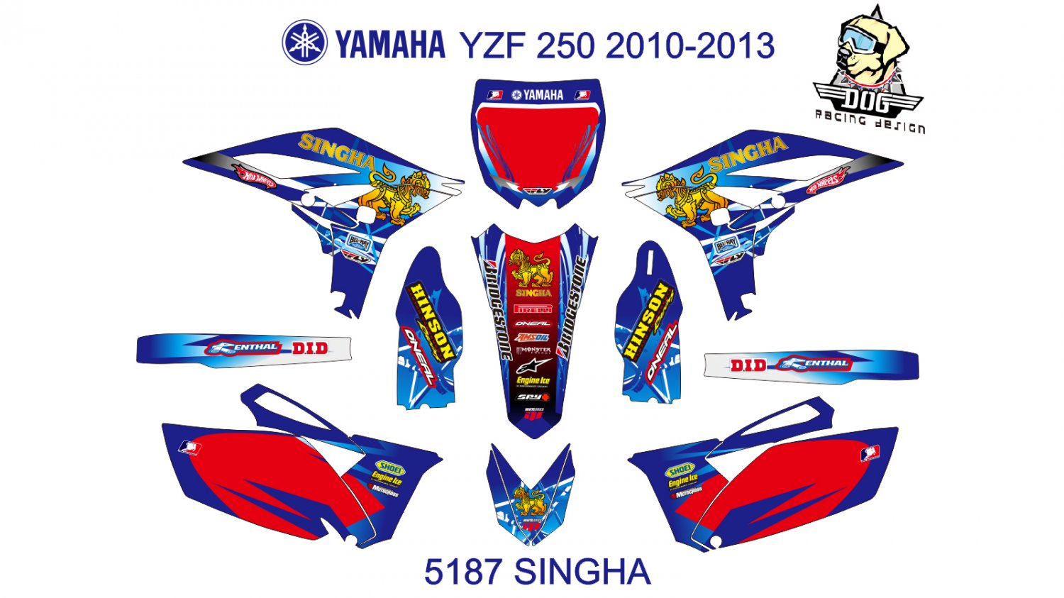 YAMAHA YZF 250 2010-2013 GRAPHIC DECAL KIT CODE.5187