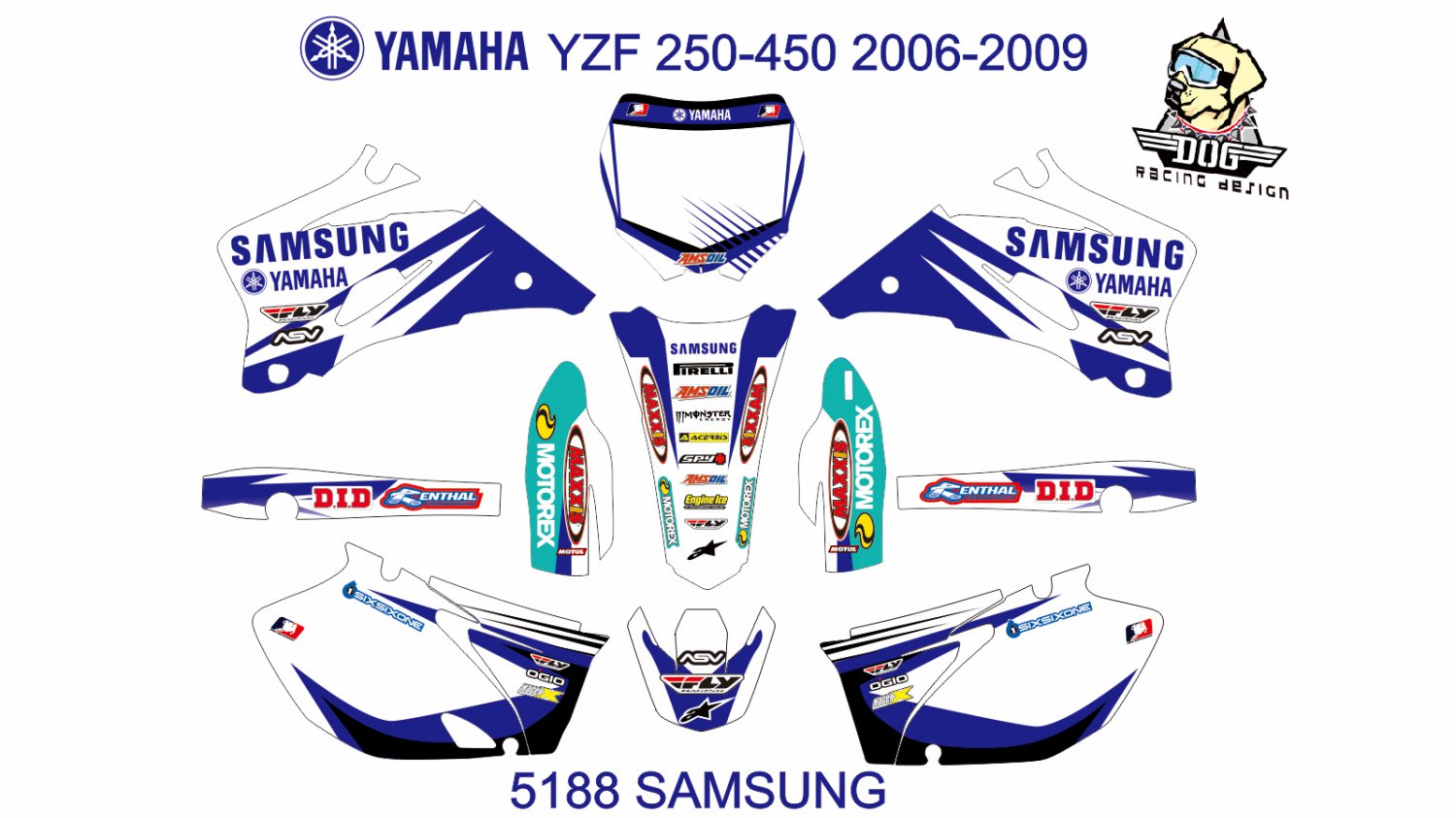 YAMAHA YZF 250-450 2006-2009 GRAPHIC DECAL KIT CODE.5188