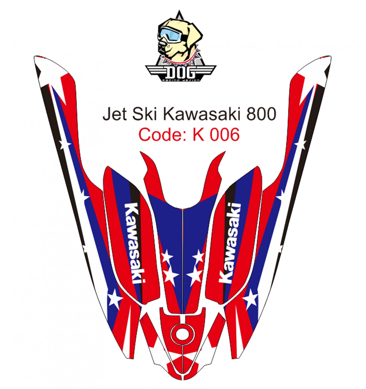 KAWASAKI 800 JET SKI GRAPHIC DECAL KIT CODE.K 006