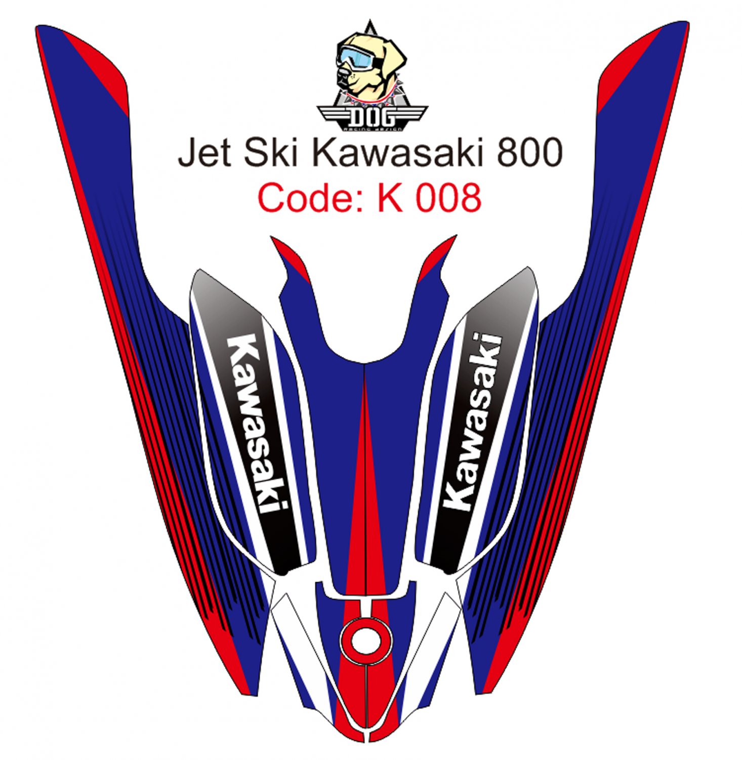 KAWASAKI 800 JET SKI GRAPHIC DECAL KIT CODE.K 008