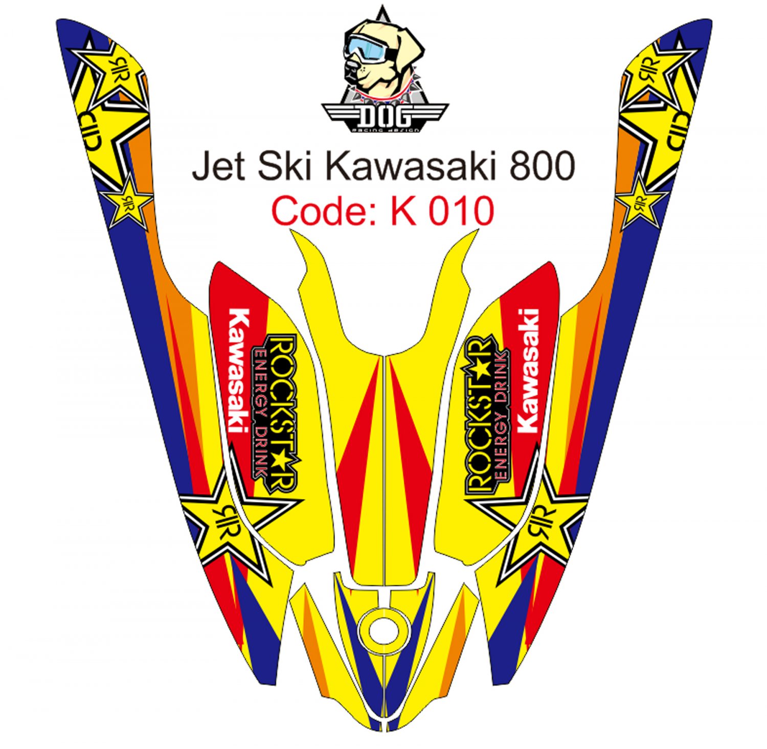 KAWASAKI 800 JET SKI GRAPHIC DECAL KIT CODE.K 010