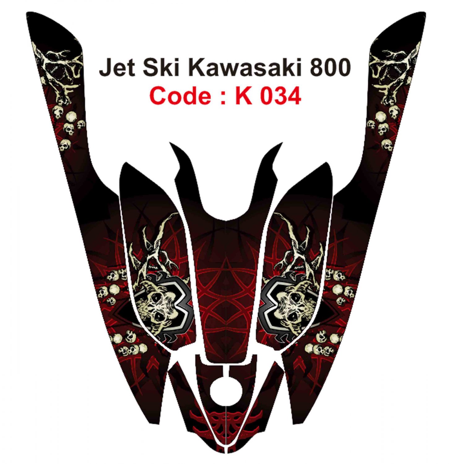 KAWASAKI 800 JET SKI GRAPHIC DECAL KIT CODE.K 034