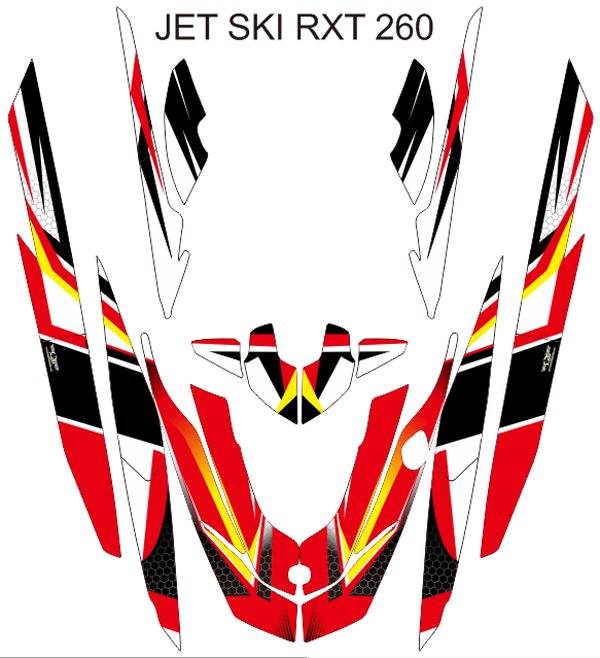 SEADOO RXT 260 JET SKI GRAPHIC DECAL KIT CODE.RXT 004