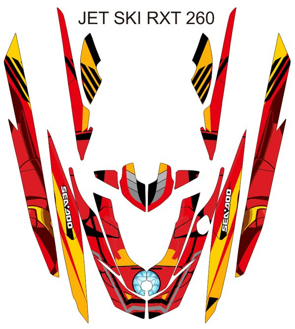 SEADOO RXT 260 JET SKI GRAPHIC DECAL KIT CODE.RXT 009