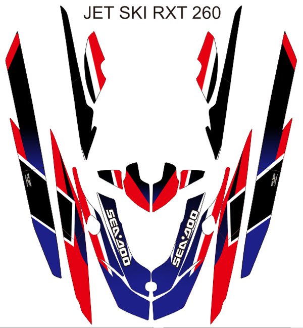 SEADOO RXT 260 JET SKI GRAPHIC DECAL KIT CODE.RXT 014