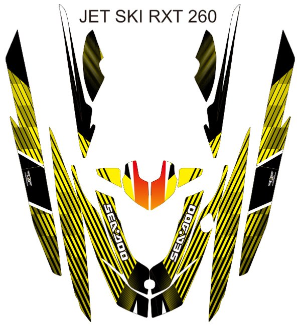 SEADOO RXT 260 JET SKI GRAPHIC DECAL KIT CODE.RXT 016