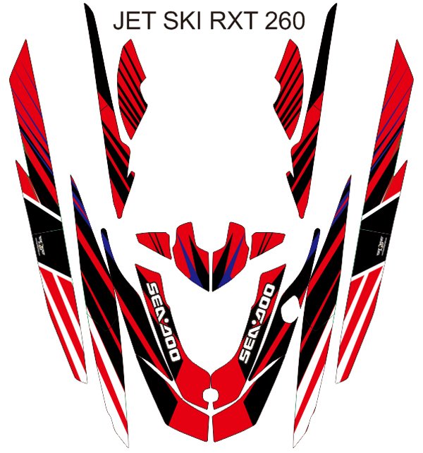 SEADOO RXT 260 JET SKI GRAPHIC DECAL KIT CODE.RXT 017