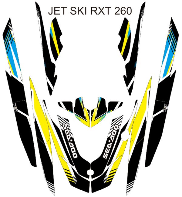SEADOO RXT 260 JET SKI GRAPHIC DECAL KIT CODE.RXT 019
